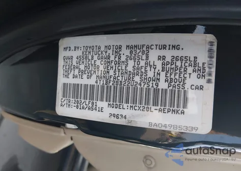 2002 Toyota Avalon Xl from USA, damaged, VIN 4T1BF28B22U247519